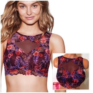 NEW PINK VS LACE HIGH NECK PUSH UP BRALETTE